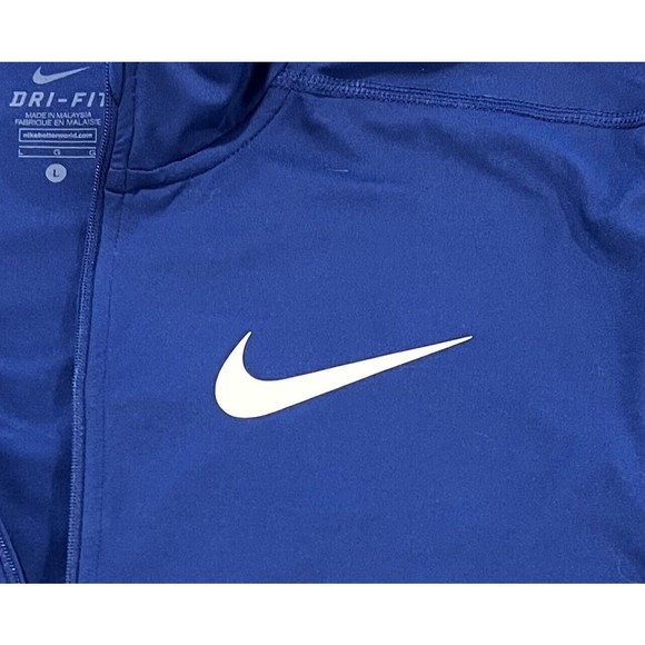 Blue Nike PENN FAST Dri Fit 1/4 Zip Pull Over Men L Large Reflectors Thumb Holes - Picture 7 of 12